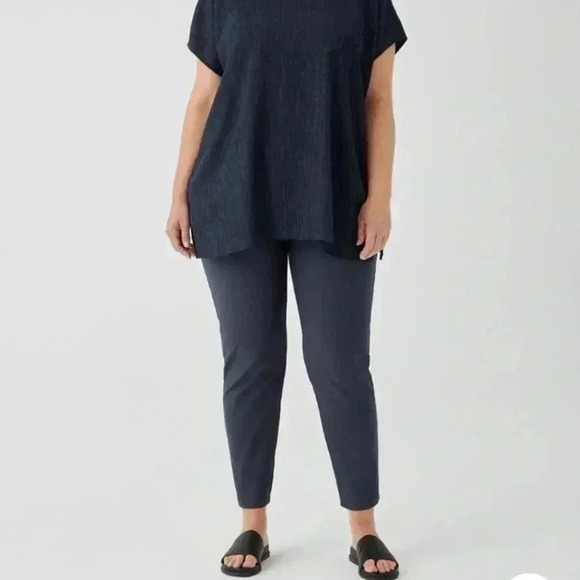 Eileen fisher crepe stretch slim ankle pant ocean blue
